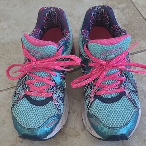 Asics Women's Teal and Pink Athletic Shoes